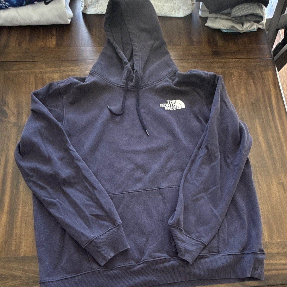 The North Face Men's Navy Graphic Pullover Fleece Hoodie Pockets XL Regular
